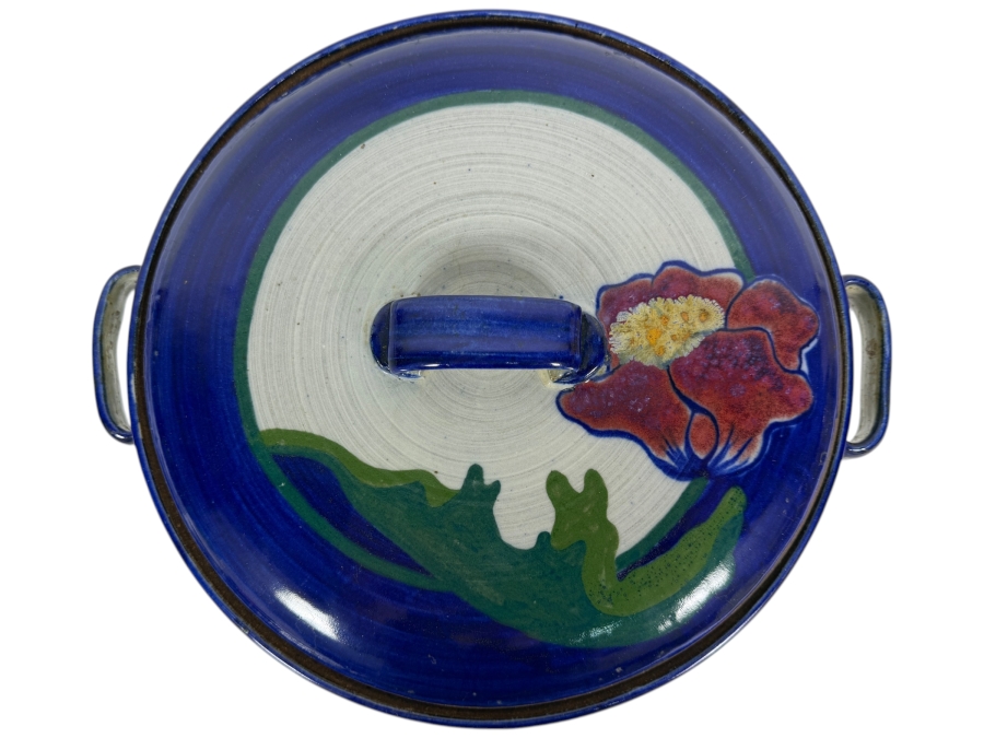 Just Added - Nobuko Nagata 1982 Signed Studio Art Pottery Cobalt Blue Covered Casserole Dish 14'W X 5'H [Photo 2]