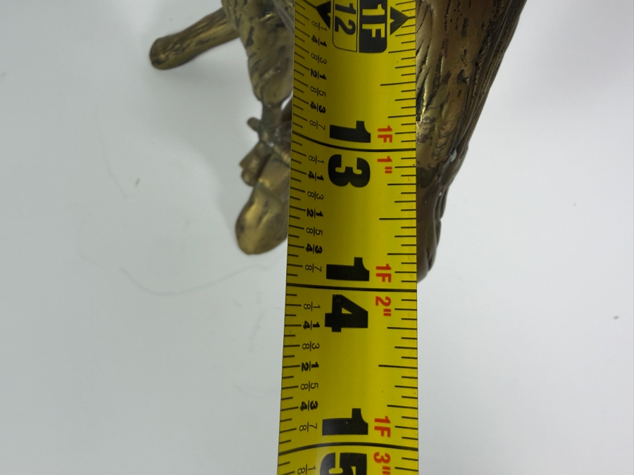 Just Added - Vintage Mid-Century Brass American Bald Eagle On Tree Branch Statue Sculpture 23'W X 14'D X 20'H [Photo 7]