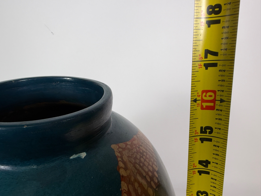 Just Added - Morit Signed Vintage Peruvian Hand Painted Terracotta Pottery Vase With Colonial Street Scene 16'H [Photo 7]
