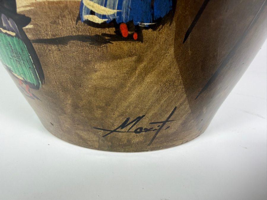 Just Added - Morit Signed Vintage Peruvian Hand Painted Terracotta Pottery Vase With Colonial Street Scene 16'H [Photo 5]