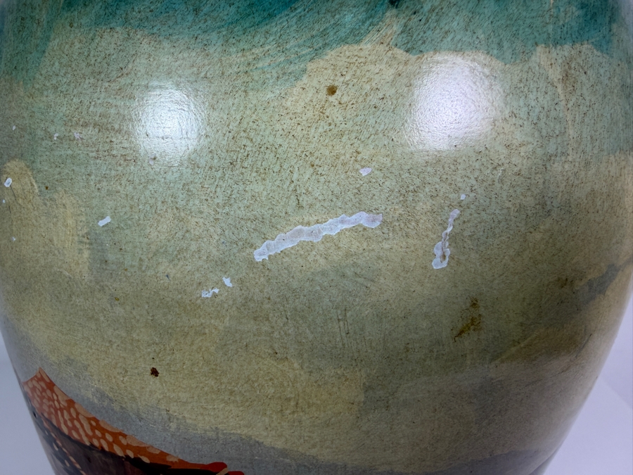 Just Added - Morit Signed Vintage Peruvian Hand Painted Terracotta Pottery Vase With Colonial Street Scene 16'H [Photo 8]