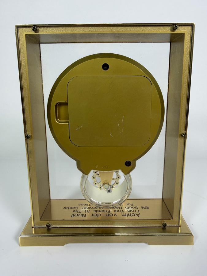 Just Added - Vintage 1988 Howard Miller Brass Glass Pendulum Mantel Clock Presentation Award 7'W X 8'H [Photo 4]