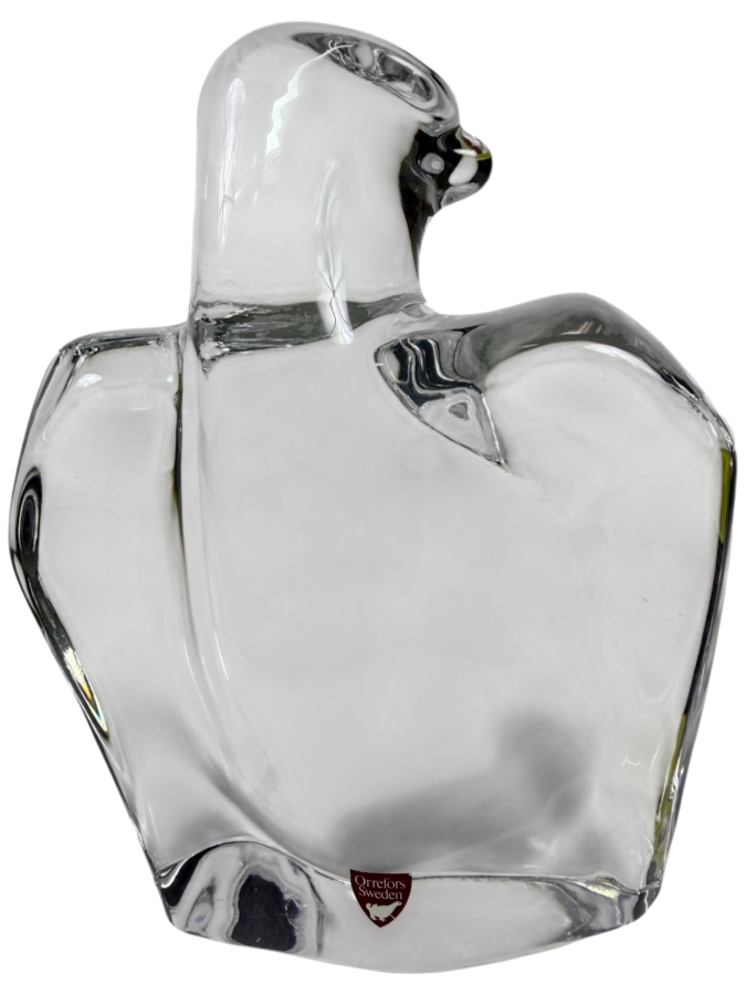 Just Added - Orrefors Sweden Olle Alberius Signed Crystal Eagle Bird Figurine Sculpture 6'W X 8'H