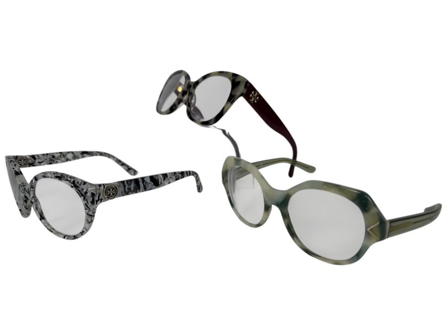 Just Added - Lot Of Three Tory Burch And Bottega Veneta Designer Acetate Eyeglass Frames 