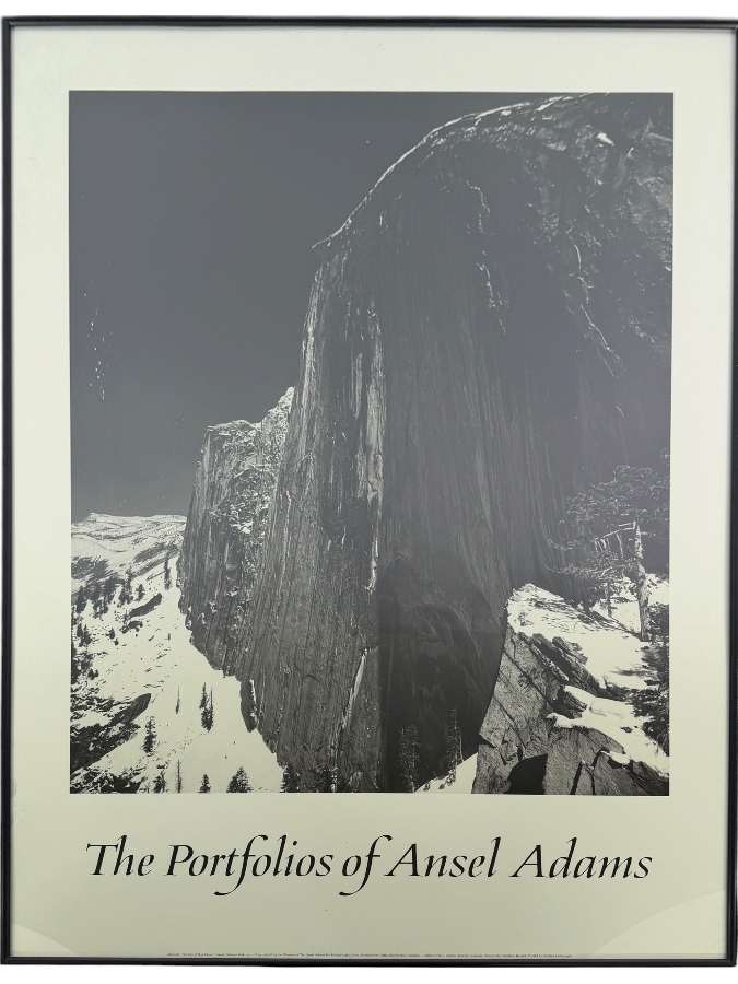 Just Added - Vintage Ansel Adams Monolith The Face Of Half Dome Yosemite Museum Art Exhibition Poster Framed 24'W X 36'H