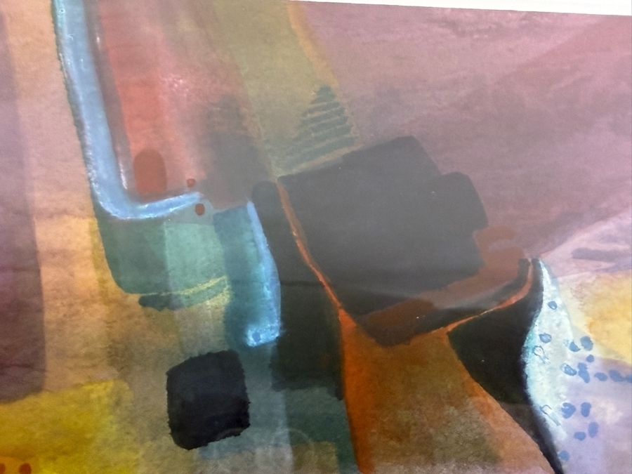 Just Added - James Schnirel UWS Signed Abstract Landscape Purple And Gold Watercolor Painting Framed Art 14'W X 10.5'H Framed: 21'W X 17.5'H [Photo 5]