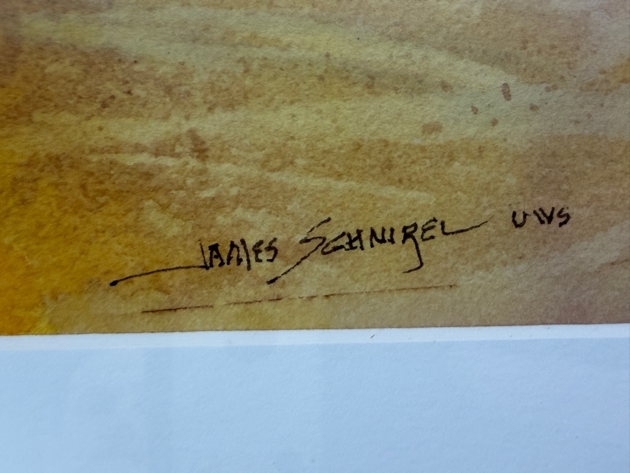 Just Added - James Schnirel UWS Signed Abstract Landscape Purple And Gold Watercolor Painting Framed Art 14'W X 10.5'H Framed: 21'W X 17.5'H [Photo 6]