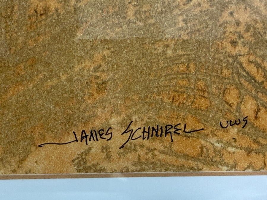 Just Added - James Schnirel Signed Abstract Earth Tone Textured Mixed Media Watercolor Painting Framed Art 20.5'W X 15'H Framed: 31'W X 25'H [Photo 4]