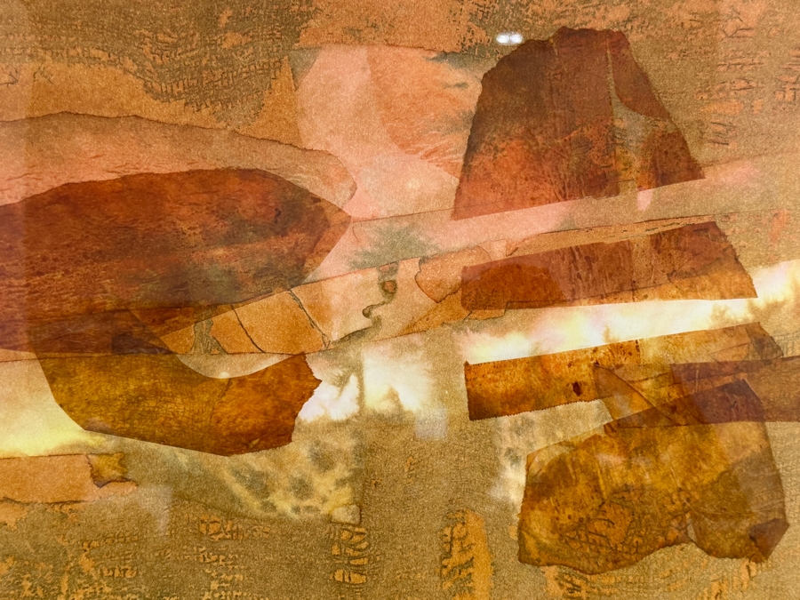 Just Added - James Schnirel Signed Abstract Earth Tone Textured Mixed Media Watercolor Painting Framed Art 20.5'W X 15'H Framed: 31'W X 25'H [Photo 3]