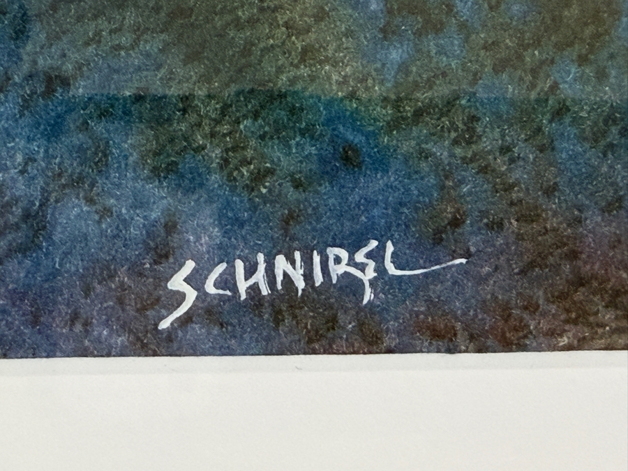 Just Added - James Schnirel Signed Abstract Geometric Teal And Blue Watercolor Painting Framed Art 20'W X 15'H Framed: 31.5' X 25.5'H [Photo 5]