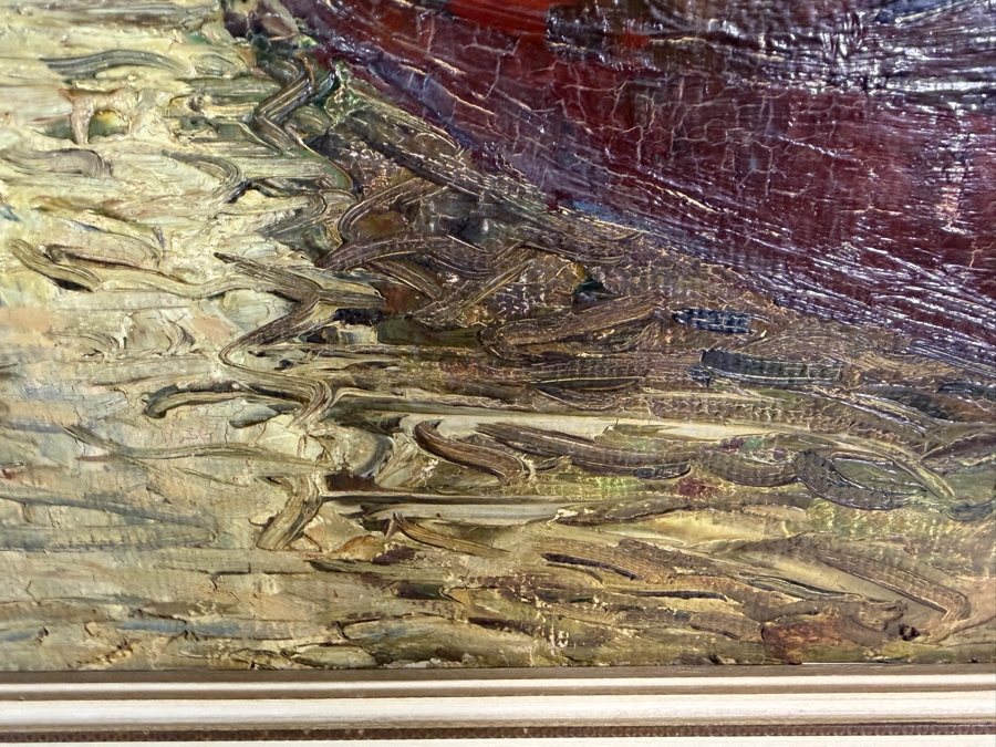 Just Added - Eduard Schloemann Signed Impressionist Steamship Harbor Scene Düsseldorf Oil Painting Framed Art 25.5'W X 20.5'H Framed: 28.5'W X 24'H [Photo 6]