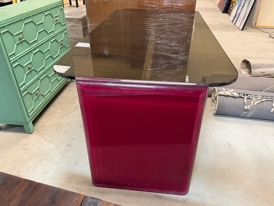 Just Added - Modernist Lucite Desk With Glass Top 74.5W X 36D X 29H [Photo 9]