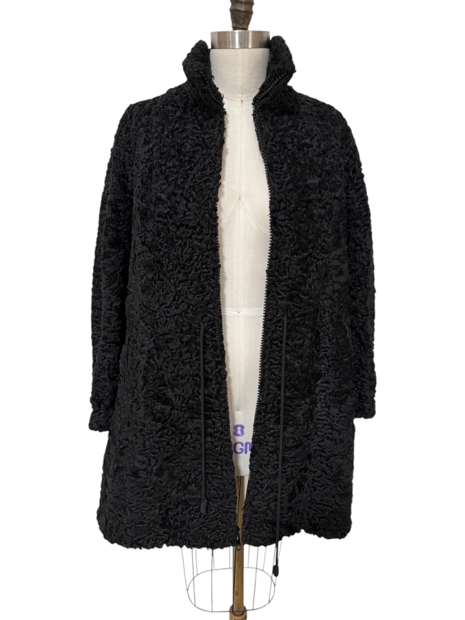 Vintage Sorbara Curly Persian Lamb Fur Coat - Inside Arm Length 16' - Outside Arm Length 24' - Coat Length 37'