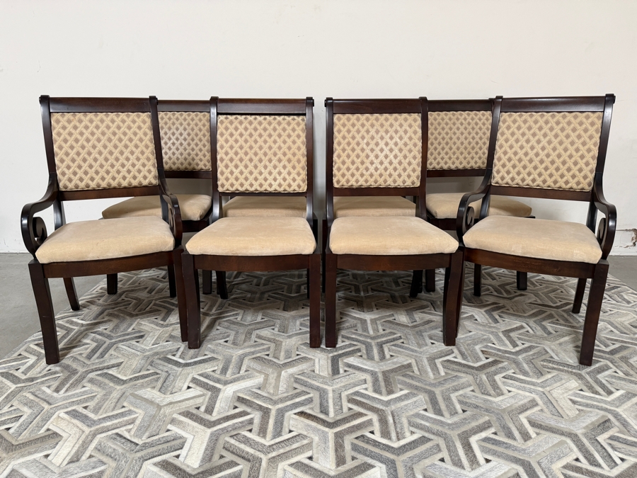 Just Added - (8) Bassett Furniture Wooden Dining Chairs Including 2 Armchairs [Photo 3]