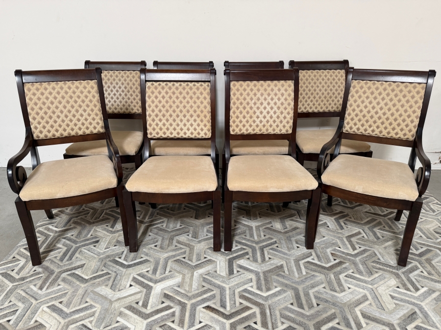 Just Added - (8) Bassett Furniture Wooden Dining Chairs Including 2 Armchairs
