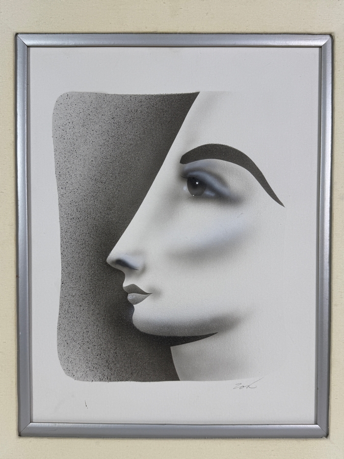 Just Added - ZOX Original Multi-media Airbrush Painting On Canvas - He Created Album Covers For Tom Petty, Steely Dan, The Bee Gees And More - A Graduate Of San Diego State 14 X 17.5 Framed 20 X 24