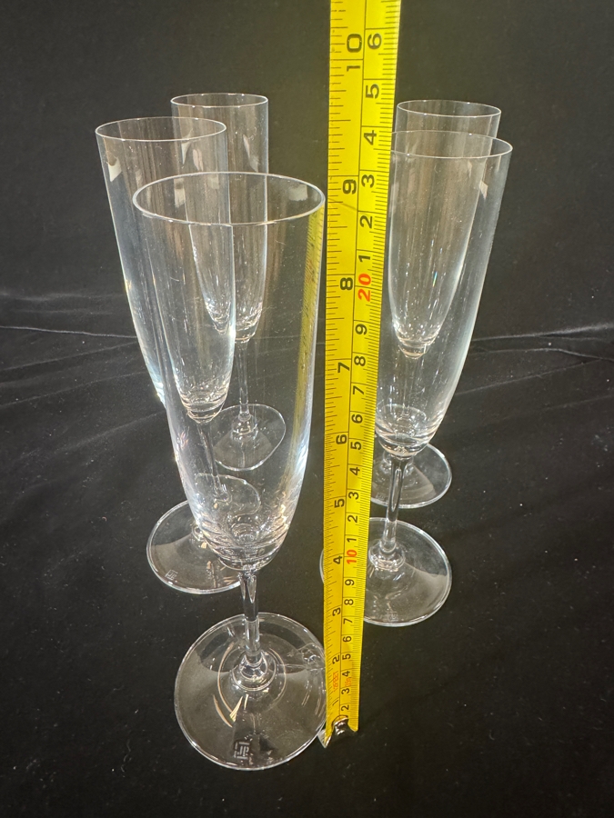 Just Added - Riedel Vinum Crystal Champagne Flutes Toasting Glasses Set Of Five 8.7'H [Photo 6]