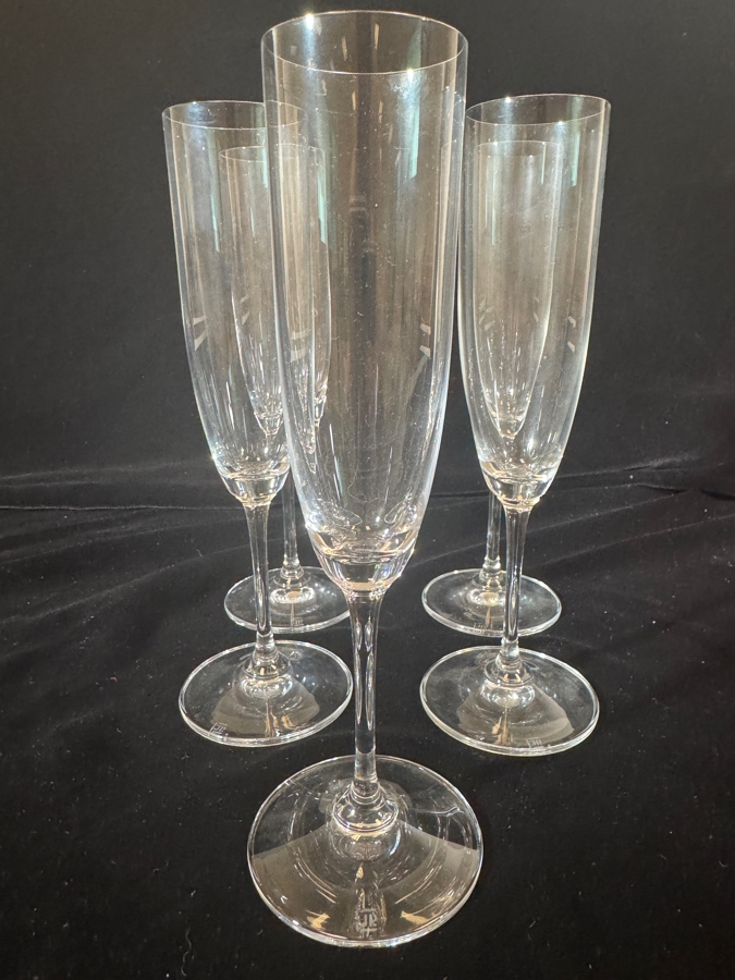 Just Added - Riedel Vinum Crystal Champagne Flutes Toasting Glasses Set Of Five 8.7'H [Photo 4]