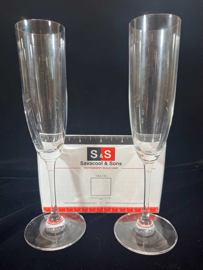 Just Added - Riedel Vinum Crystal Champagne Flutes Toasting Glasses Set Of Five 8.7'H [Photo 7]