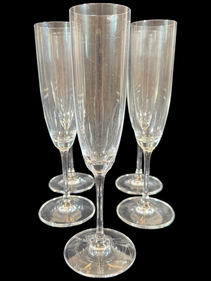 Just Added - Riedel Vinum Crystal Champagne Flutes Toasting Glasses Set Of Five 8.7'H