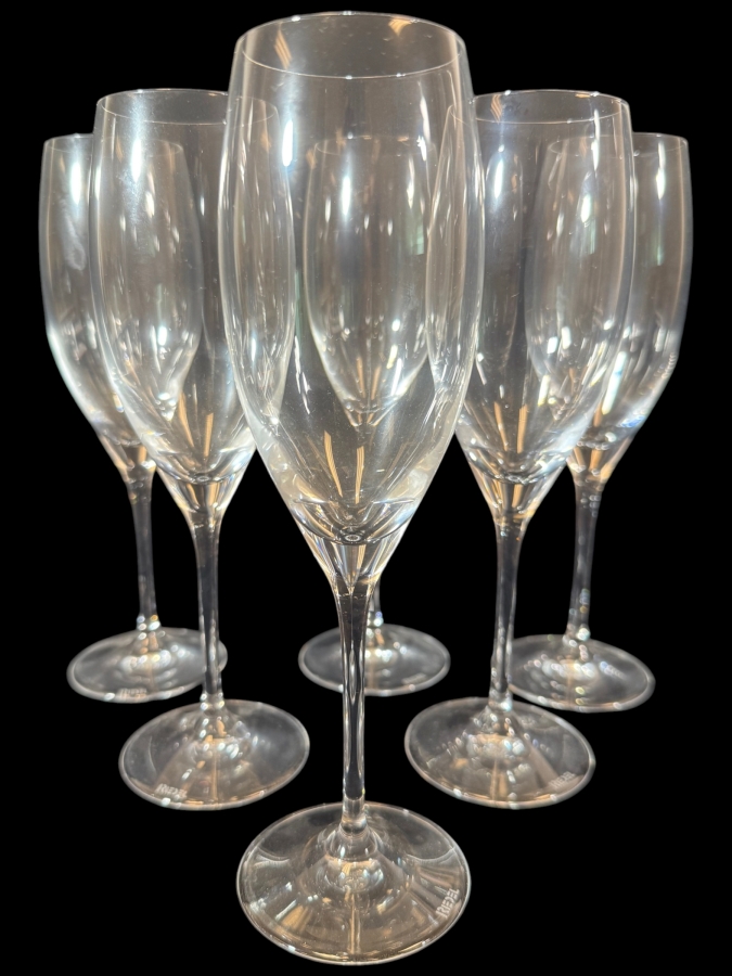 Just Added - Riedel Vinum Crystal Champagne Glasses Set Of Six 8.9'H