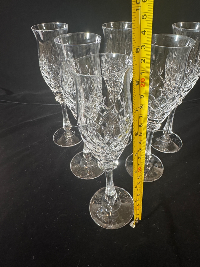 Just Added - Mikasa Montclair Crystal Champagne Flutes Toasting Glasses Set Of Six 8.5'H [Photo 4]