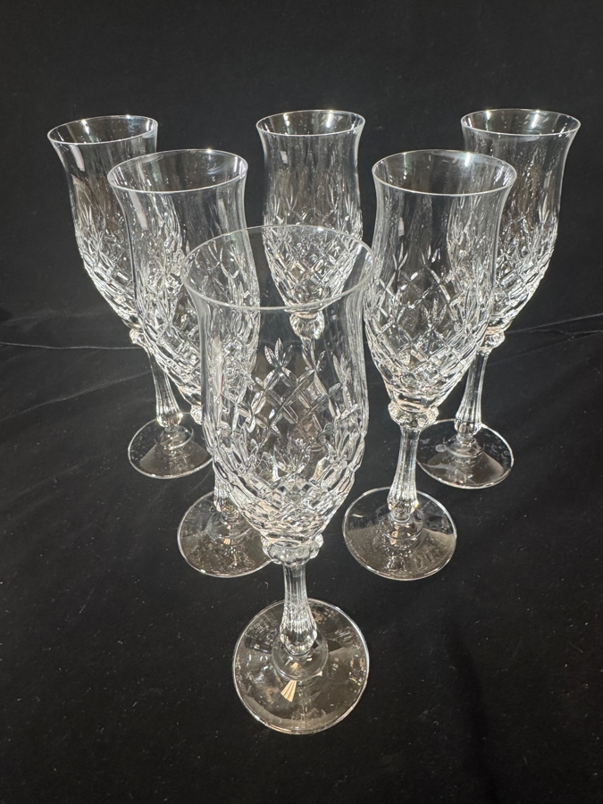 Just Added - Mikasa Montclair Crystal Champagne Flutes Toasting Glasses Set Of Six 8.5'H [Photo 2]