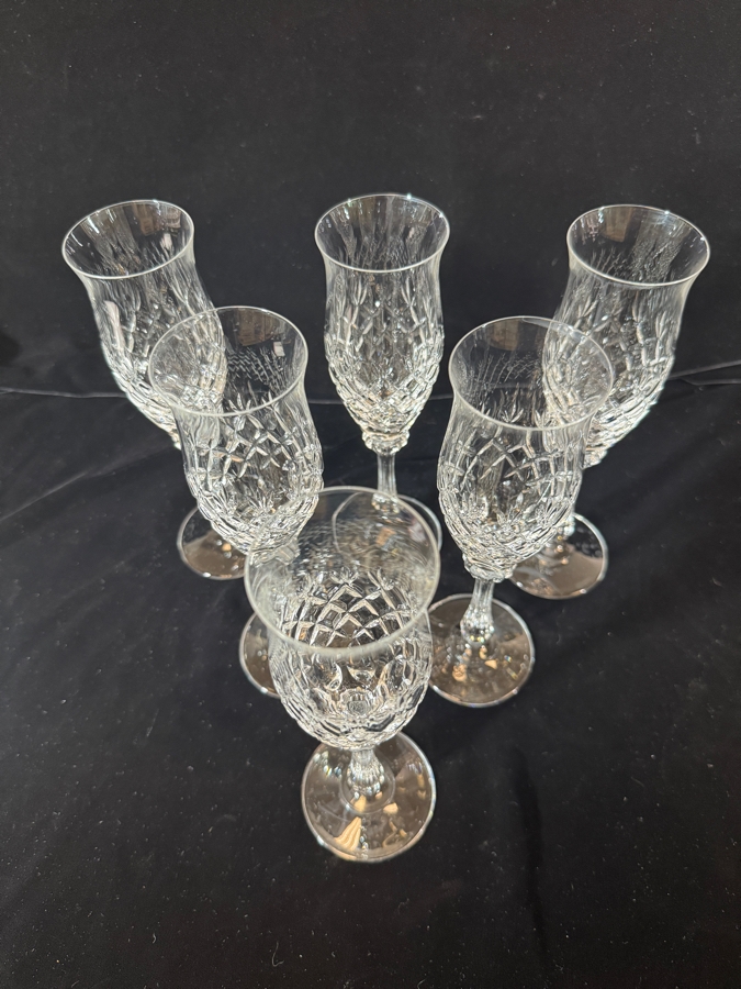 Just Added - Mikasa Montclair Crystal Champagne Flutes Toasting Glasses Set Of Six 8.5'H [Photo 3]