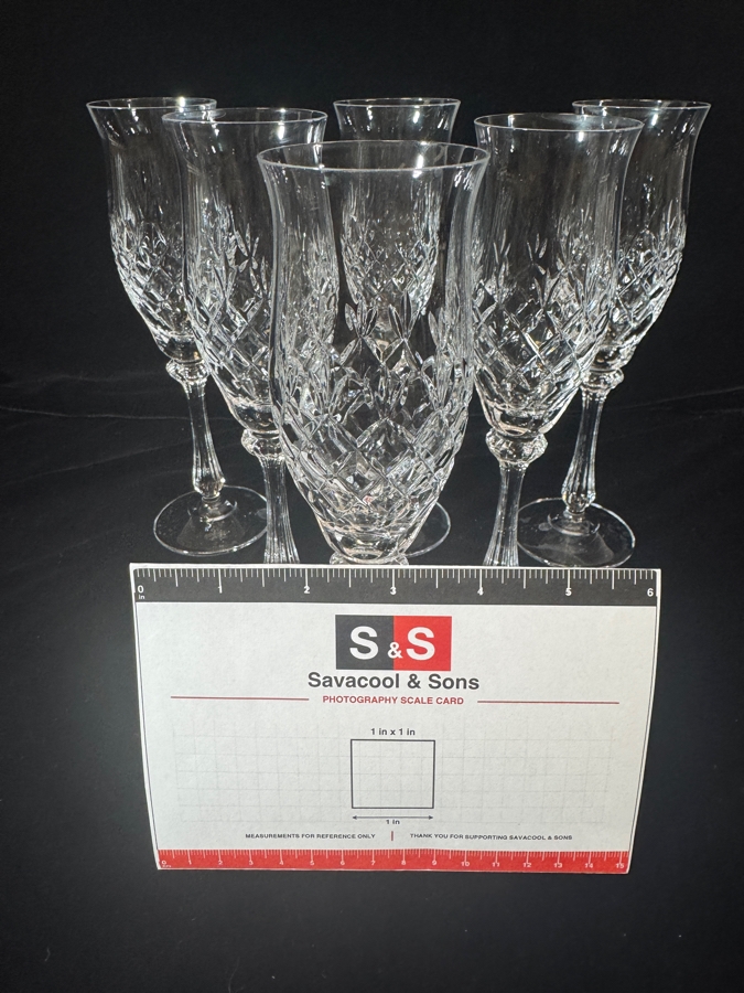 Just Added - Mikasa Montclair Crystal Champagne Flutes Toasting Glasses Set Of Six 8.5'H [Photo 5]