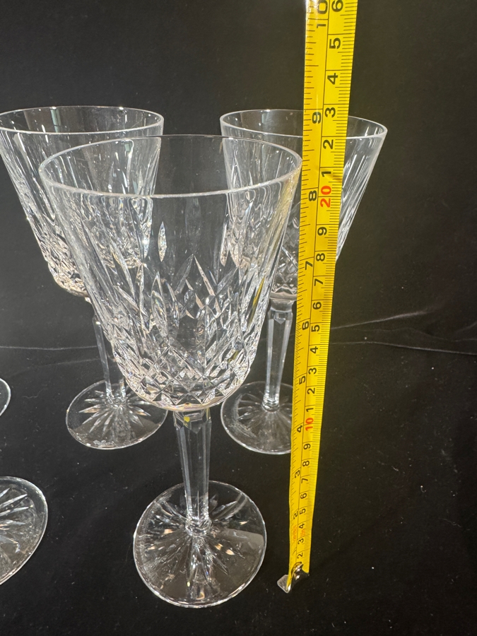 Just Added - Waterford Crystal Lismore Water Goblets Fine Stemware Set Of Five 8.5'H [Photo 4]