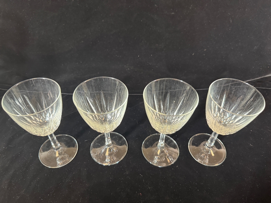 Just Added - Cristal D'Arques Diamant Claret Wine Glasses Set Of Four 5.75'H [Photo 3]