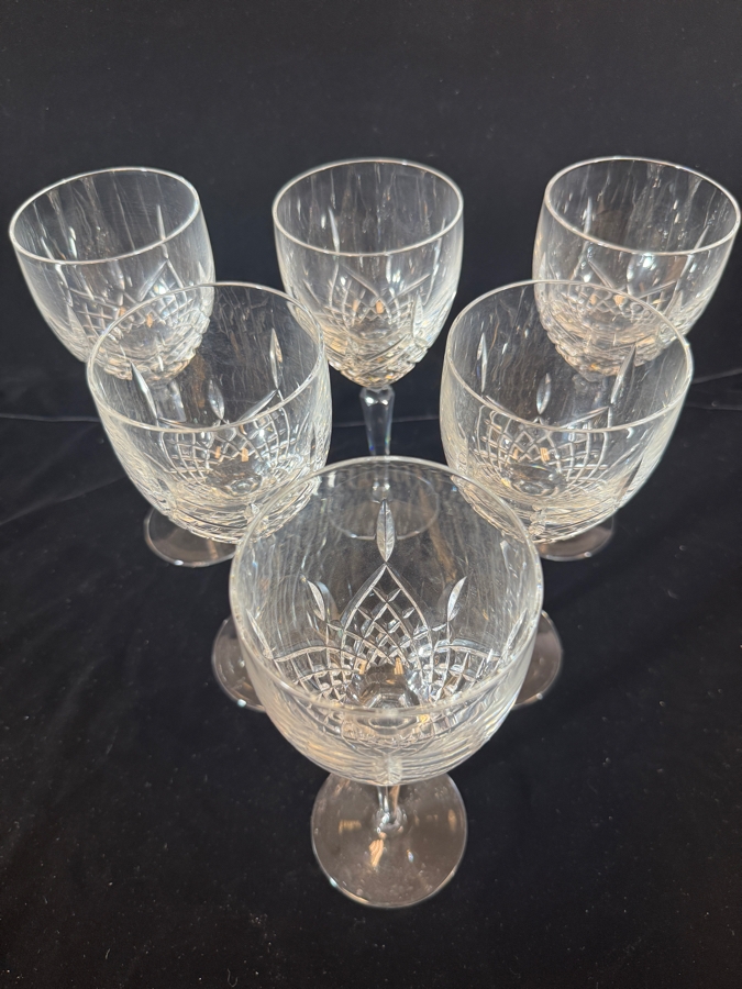 Just Added - Gorham Crystal King Edward Wine Water Goblets Stemware Set Of Six 9'H [Photo 3]
