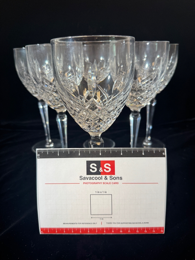 Just Added - Gorham Crystal King Edward Wine Water Goblets Stemware Set Of Six 9'H [Photo 5]