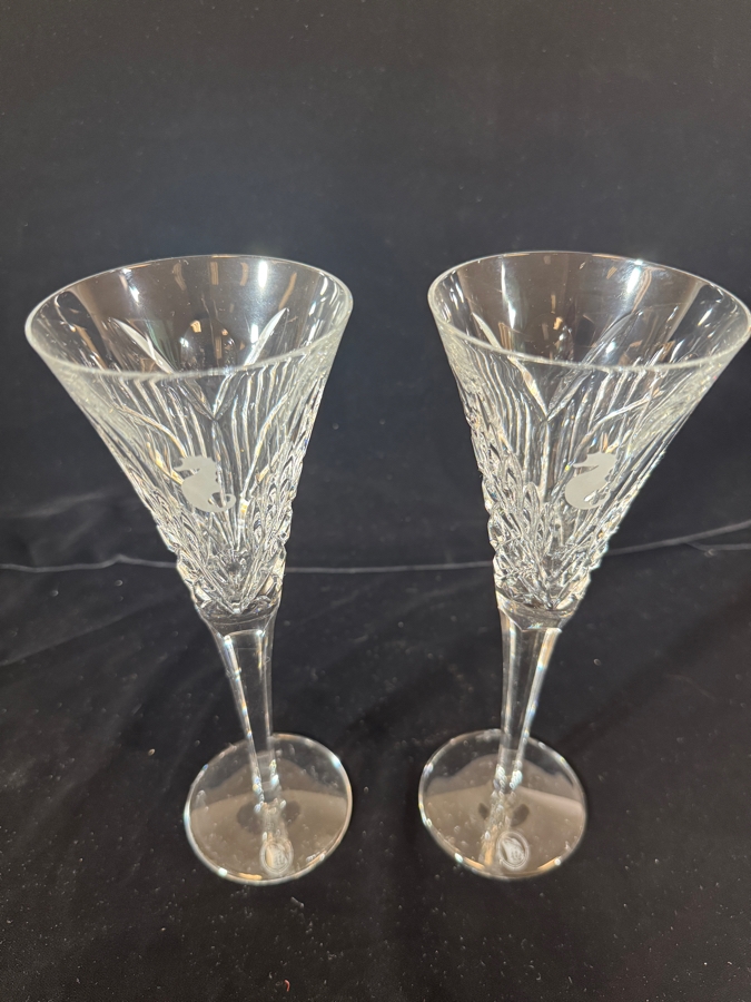 Just Added - Waterford Crystal Seahorse Heritage Collection Toasting Champagne Flutes Pair 9.25'H [Photo 2]