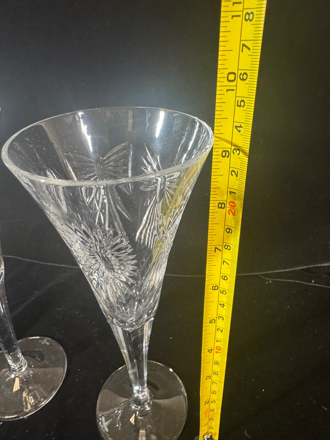 Just Added - Waterford Crystal Millennium Collection Universal Wishes 5 Toasts Champagne Flutes Pair 9.25'H [Photo 8]