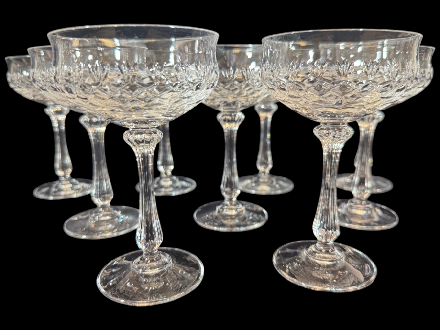 Just Added - Mikasa Montclair Crystal Coupe Champagne Sherbert Glasses Fine Stemware Set Of Thirteen (Found 4 More Not Pictured) 6'H