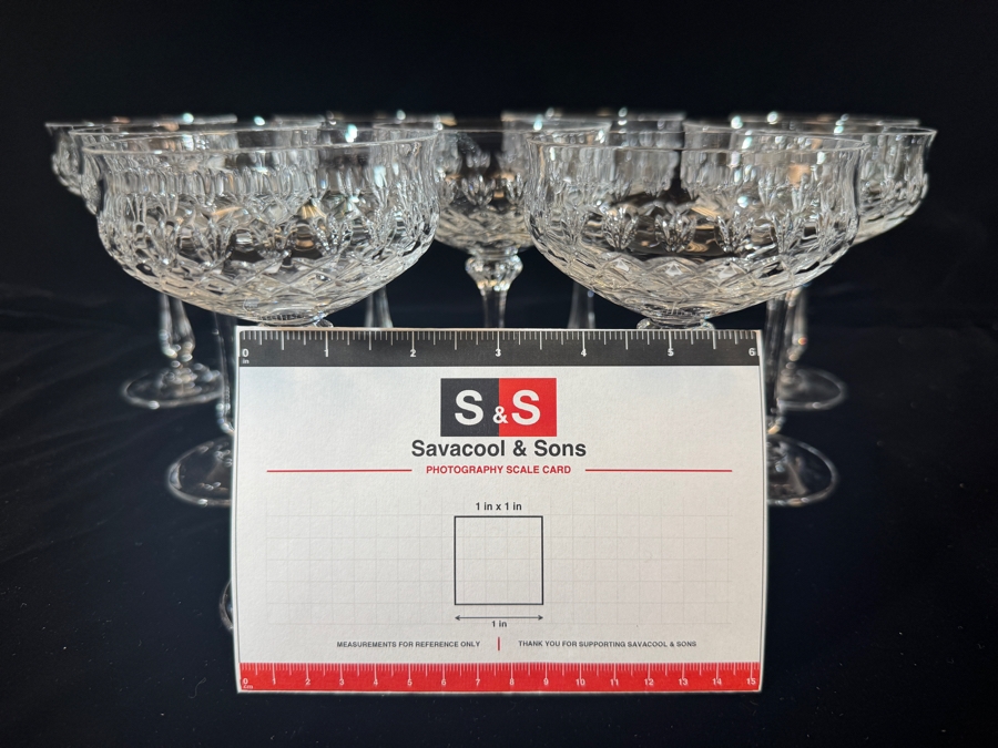 Just Added - Mikasa Montclair Crystal Coupe Champagne Sherbert Glasses Fine Stemware Set Of Thirteen (Found 4 More Not Pictured) 6'H [Photo 5]