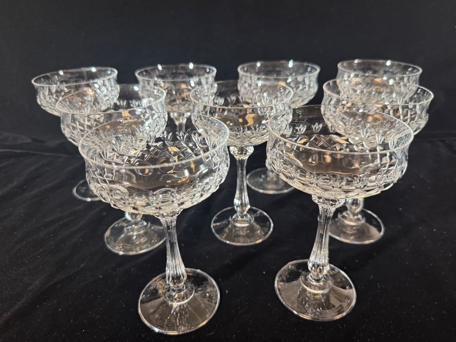 Just Added - Mikasa Montclair Crystal Coupe Champagne Sherbert Glasses Fine Stemware Set Of Thirteen (Found 4 More Not Pictured) 6'H [Photo 2]