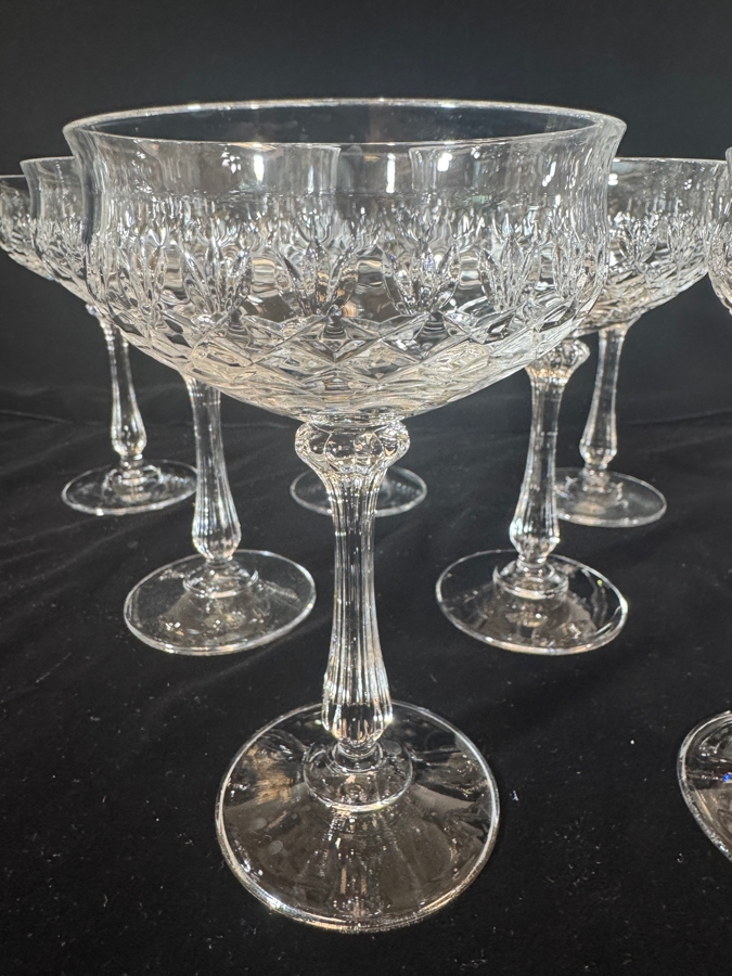 Just Added - Mikasa Montclair Crystal Coupe Champagne Sherbert Glasses Fine Stemware Set Of Thirteen (Found 4 More Not Pictured) 6'H [Photo 3]