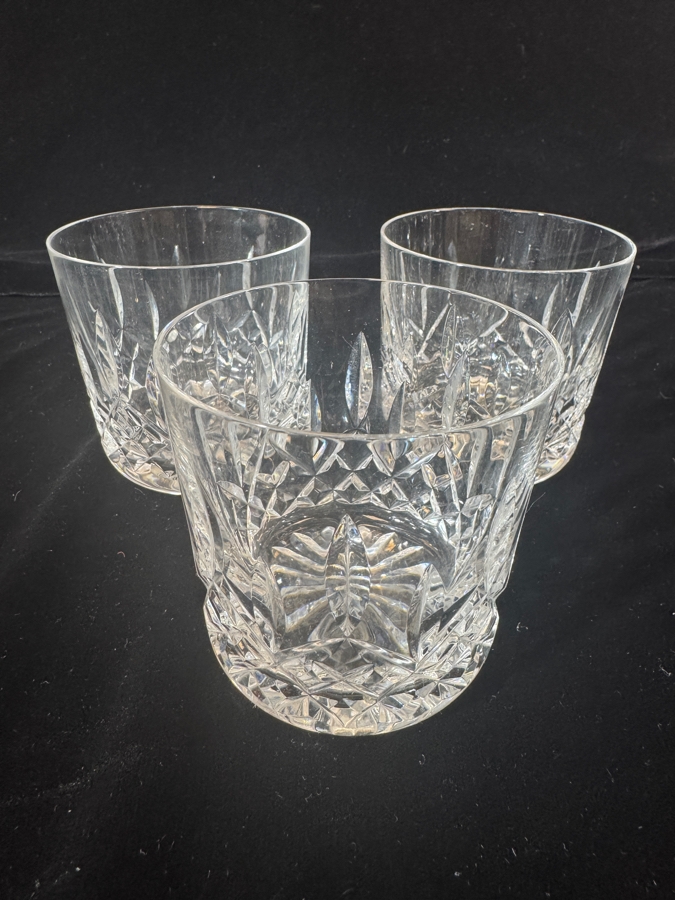 Just Added - Waterford Crystal Lismore Old Fashioned Whiskey Tumbler Glasses Set Of Three 3.25'H [Photo 2]