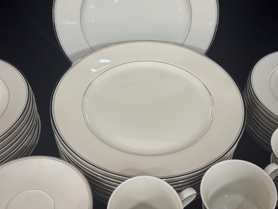Just Added - Mikasa Belair Ivory China Platinum Trim Dinnerware Plates Cups Saucers Collection [Photo 5]