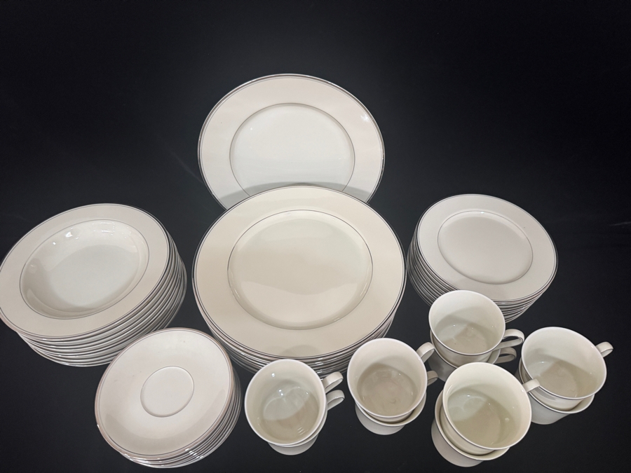 Just Added - Mikasa Belair Ivory China Platinum Trim Dinnerware Plates Cups Saucers Collection [Photo 4]
