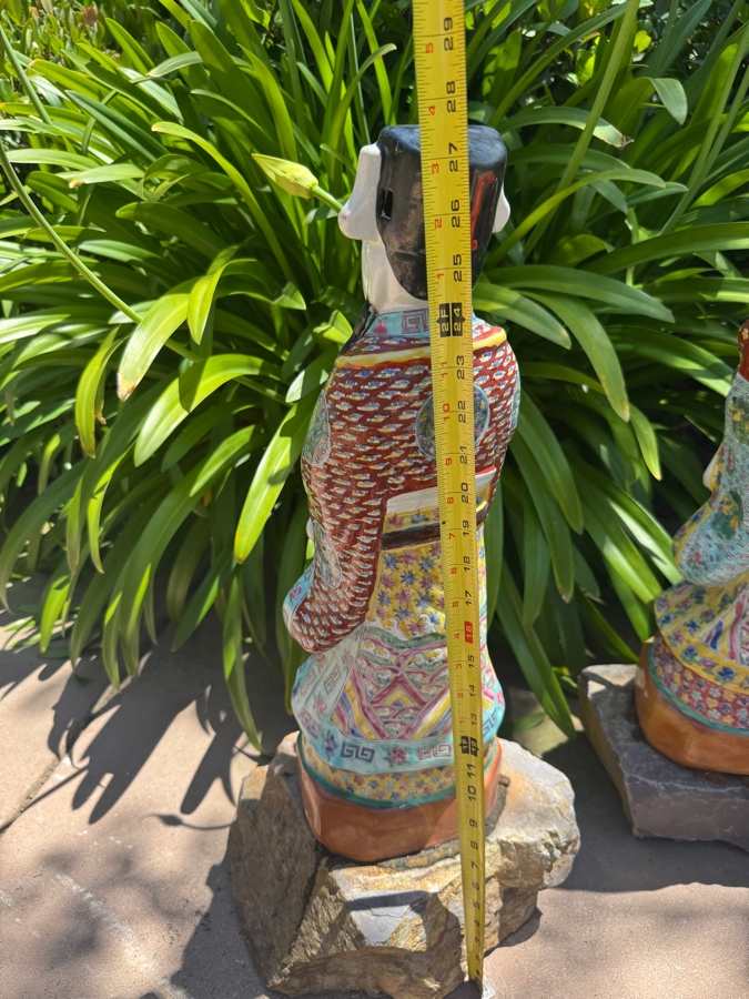 Just Added - Chinese Famille Rose Porcelain Fu Lu Shou Three Star Gods Garden Statues Set 27'H [Photo 8]