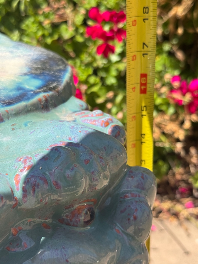 Just Added - Chinese Guardian Lion Foo Dog Teal Glazed Ceramic Garden Stool Accent Table 18'H [Photo 7]