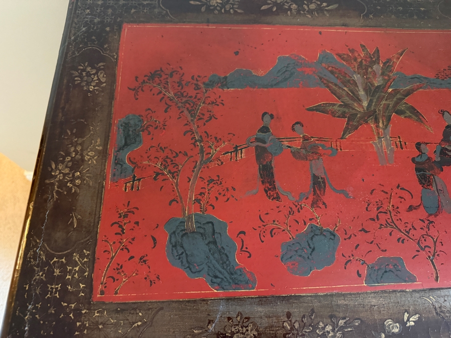 Stunning Antique Chinese Red Wooden Lacquered Hand-painted Cabinet 34W X 18D X 34H [Photo 15]