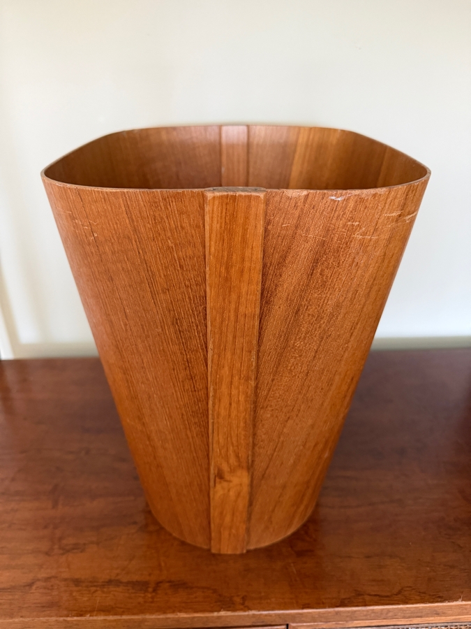 Mid-Century Modern Beni Mobler Danish Teak Waste Basket 13.5W X 13.5H [Photo 5]