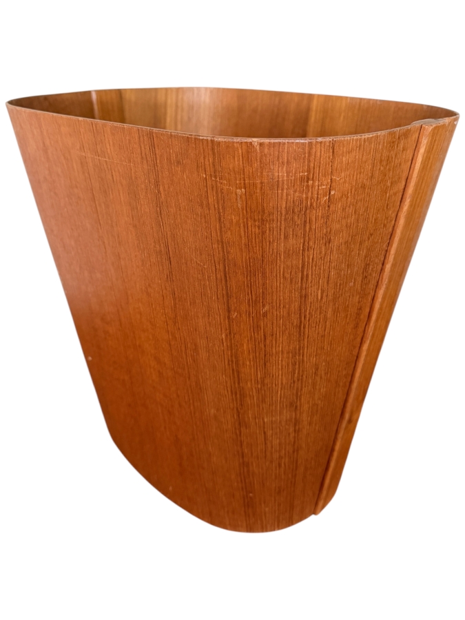 Mid-Century Modern Beni Mobler Danish Teak Waste Basket 13.5W X 13.5H
