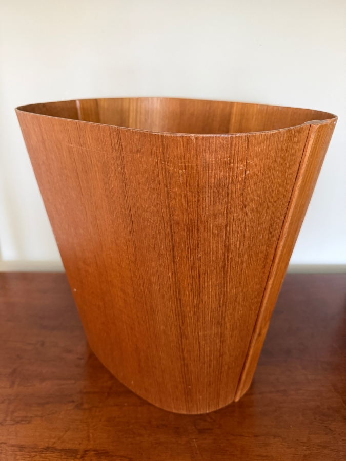 Mid-Century Modern Beni Mobler Danish Teak Waste Basket 13.5W X 13.5H [Photo 2]