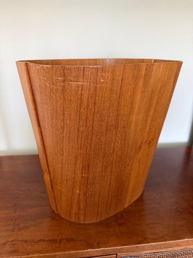 Mid-Century Modern Beni Mobler Danish Teak Waste Basket 13.5W X 13.5H [Photo 4]