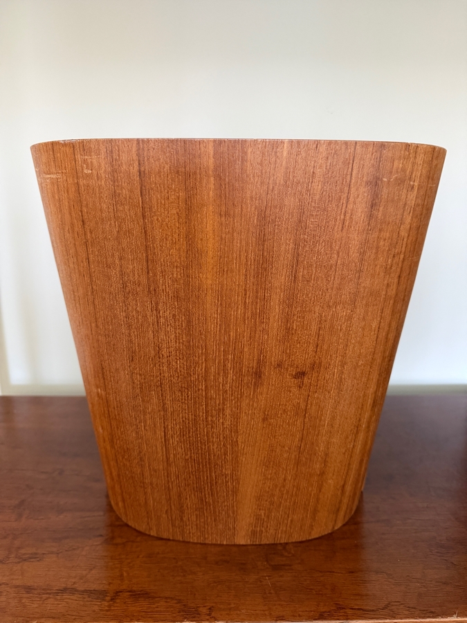 Mid-Century Modern Beni Mobler Danish Teak Waste Basket 13.5W X 13.5H [Photo 3]